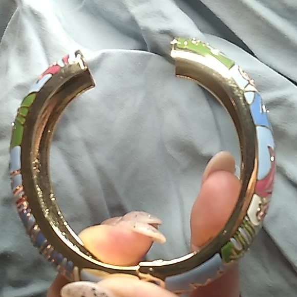 Enamel inlay with rhinestones vintage bracelet from Palm Springs California - Picture 4 of 7